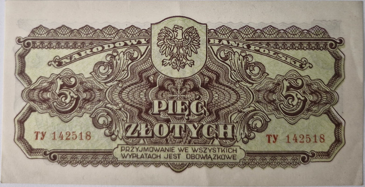 Banknot 5 zł 1944 seria lubelska "-owe"